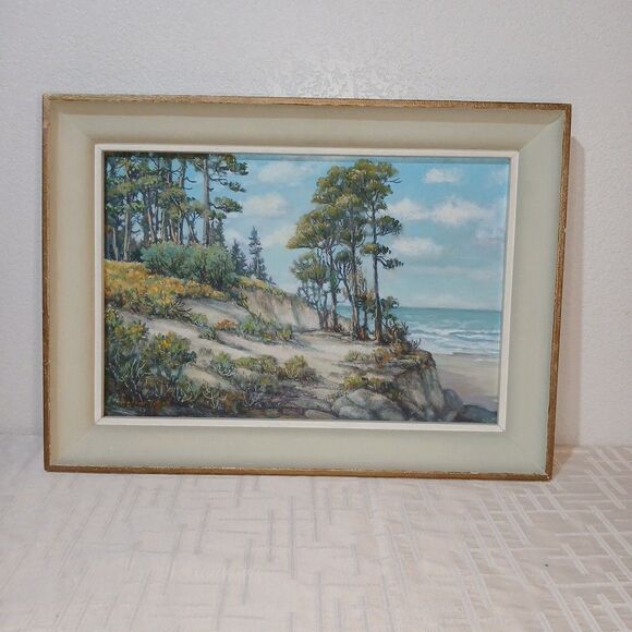 Walter L Ball Oil Painting on Studio Board Oregon Coast Landscape Vintage - Picture 1 of 7